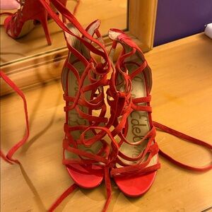 Sam Edelman Red Lace-Up Heels